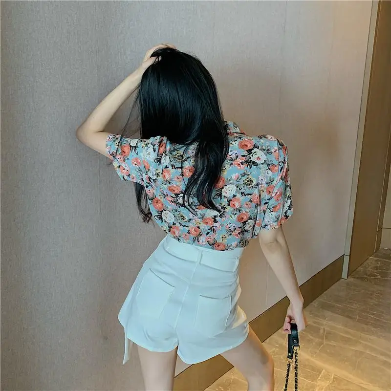 Clothes Button Up Tops for Women V Neck Womens Shirt & Blouse Office Outfits Floral Formal Short Sleeve Wear To Work Streetwear