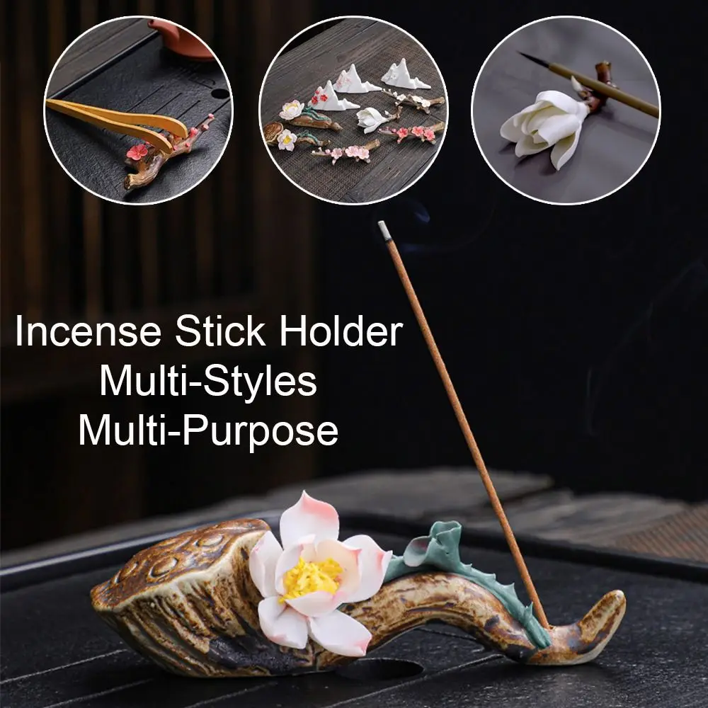 Lotus Home Decor Magnolia Flower Pen Holder Incense Burner Incense Stick Holder Writing Brush Stand Aromatherapy Base