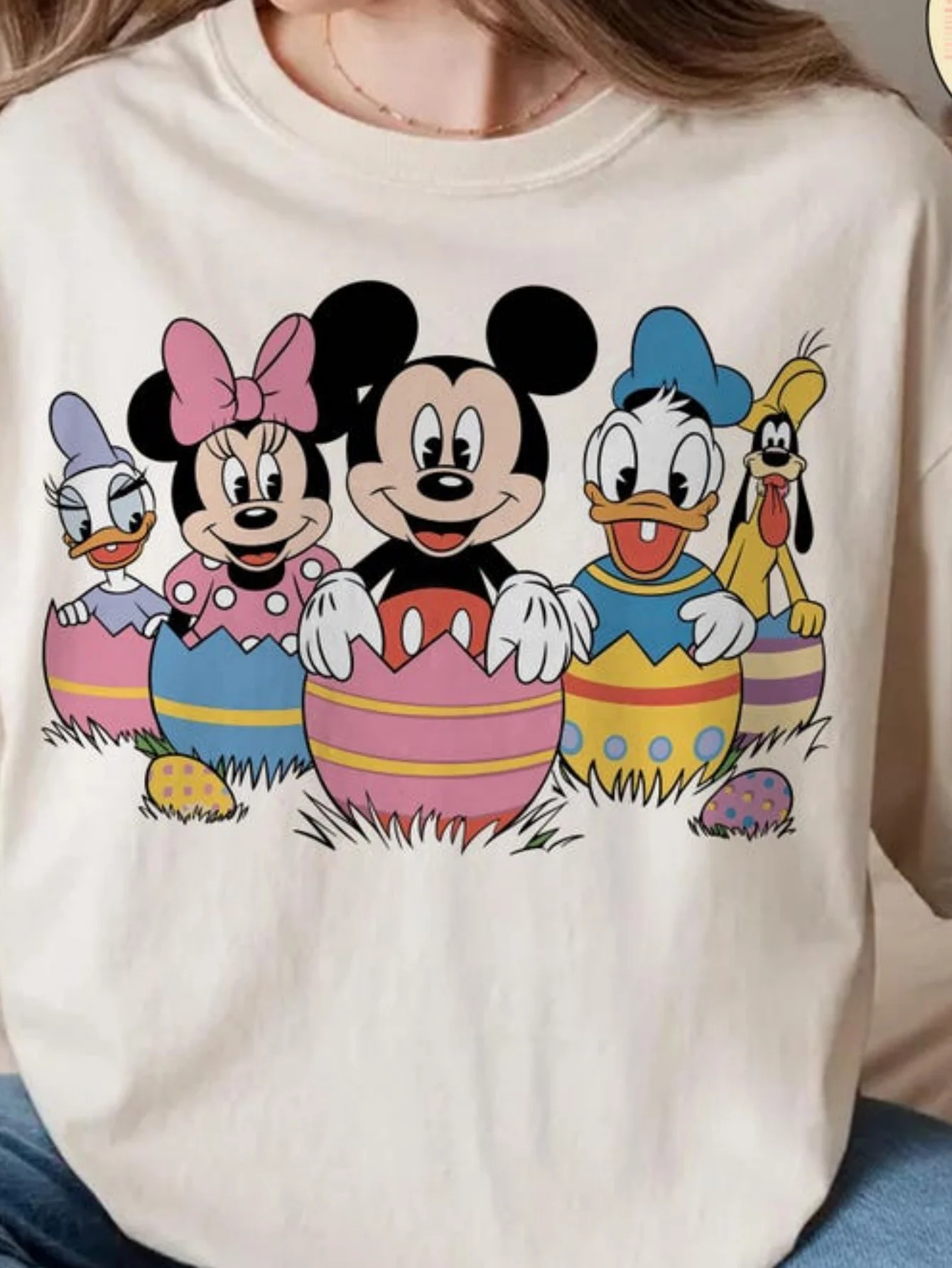 

Disney Summer Men's and Women's Short Sleeves Happy Mickey, Minnie, Donald, Daisy Pluto Easter Egg, Unique Fashion