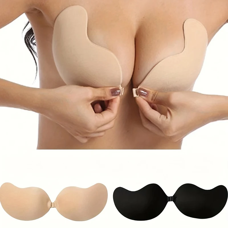 

1Pair Sticky Bra Backless Adhesive Strapless Invisible Push Up Stick on Bras for Women Dresses Reusable Covering Nipple Bras