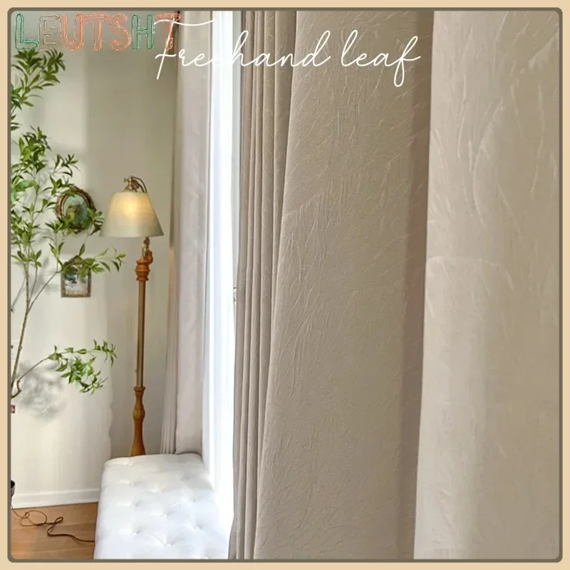 Custom Size High-quality Luxury Curtains for Living Room Relief Jacquard Gloss Precision Simulated Silk Satin Texture Curtain