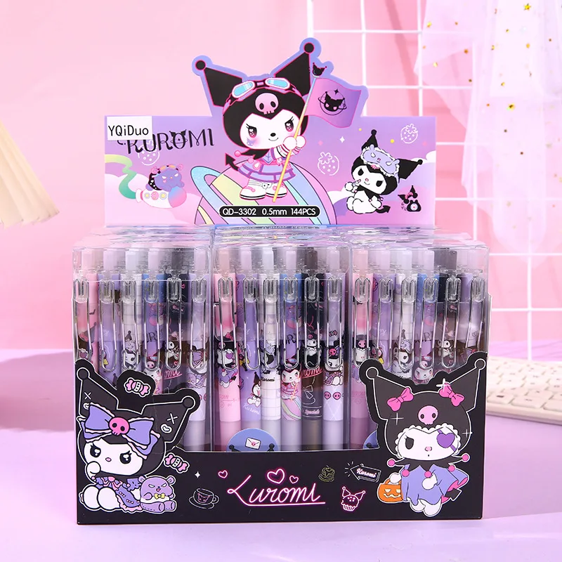 Kawaii 6/12pcs Cartoon Children Writing Pen Cute Kuromi 0.5mm Black Refill Gel Pen Student School Office Stationery