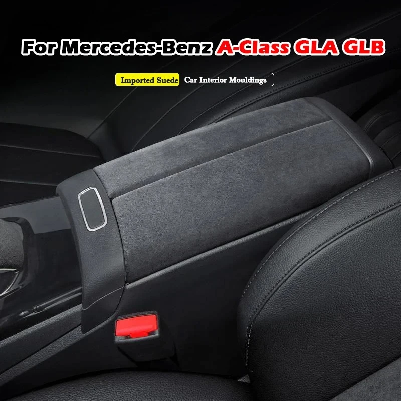 

For Mercedes-Benz A-Class AMG W177 GLA GLB AMG X247 Car Styling Armrest Box Cover Suede Center Armrest Cover Auto Accessories