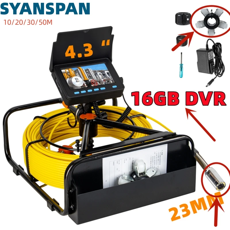 Imagem -06 - Syanspan Câmera de Inspeção de Tubulação de Esgoto 23 mm 12led Ip68 Acessório de Endoscópio Industrial à Prova Dágua com Polia