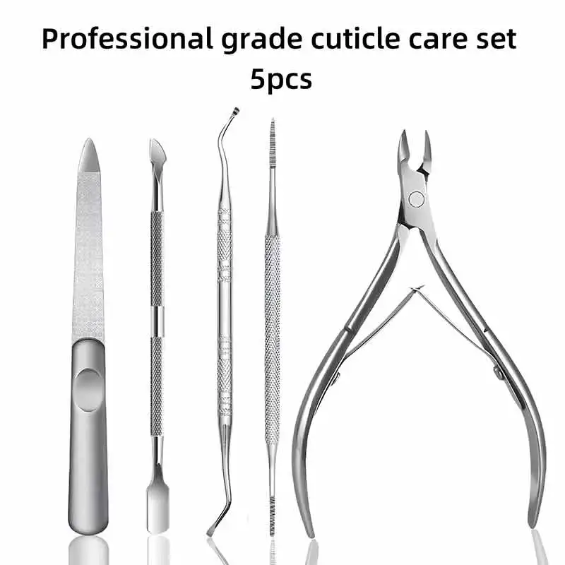 

5 шт., серебристый инструмент для встраивания ногтей из нержавеющей стали, светло-бежевые ножницы, пилочка для ногтей, подходит для толстых твердых ногтей и эндогенных n