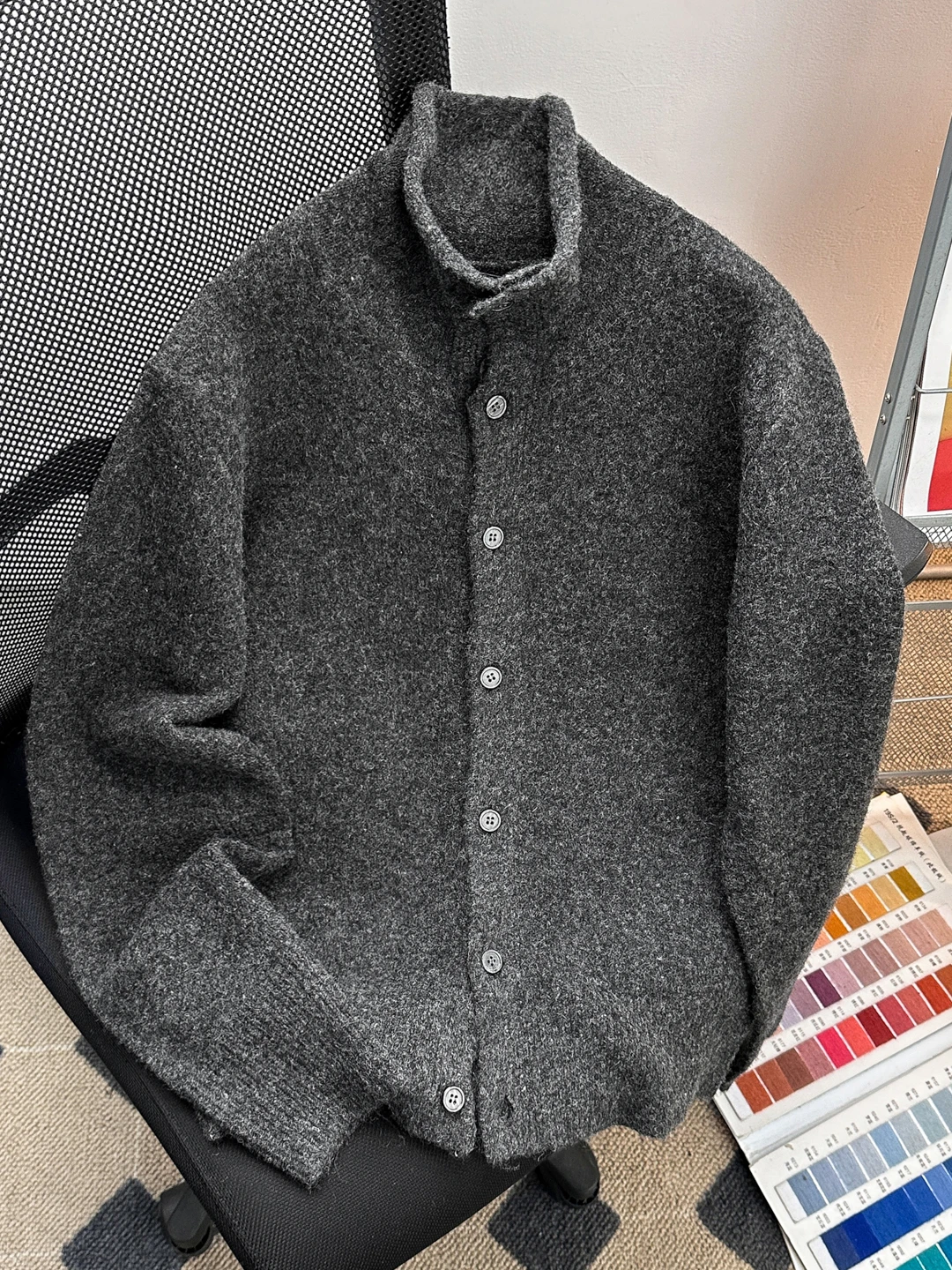 

Thiened Stand Collar Knitted Sweater Cardigan Men's Autumn Winter Lazy Sle Warmth Outerwear Japanese Retro Sle Long Sve