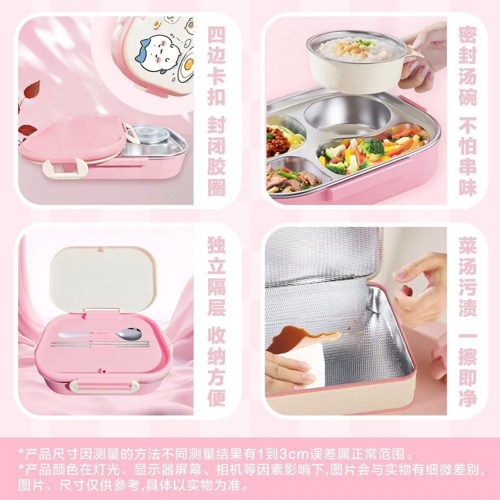 

Термос-ланчбокс Kawaii Chiikawas с отделениями, герметичный контейнер для еды, портативный термоконтейнер для студентов