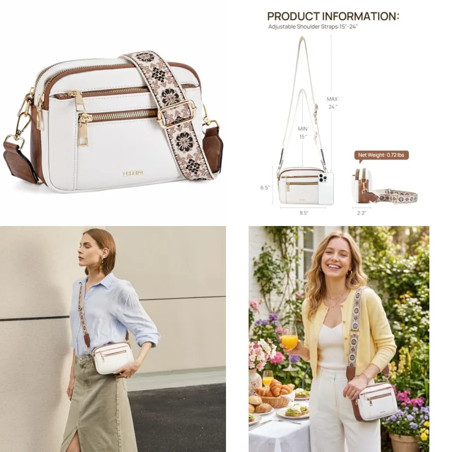 

Telena Small Crossbody Bags For Women Vegan Leather Crossbody Purse With Adjustable Wide Strap For Daily Life