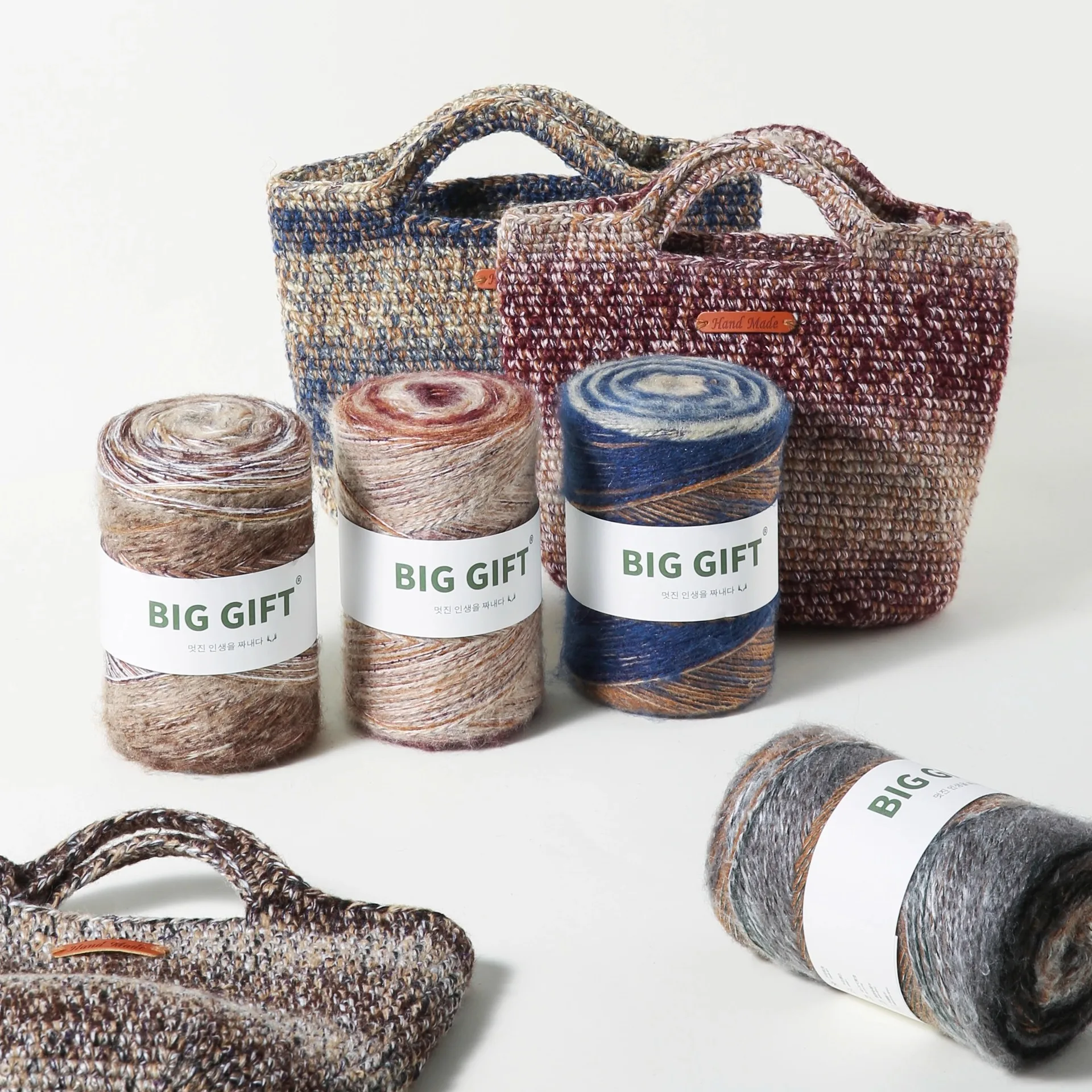 300g Dyed Gradient Wool Mohair Yarn,Tang Color Hand Mixed Thread, Hand Woven Fancy Bag Sweater Hat Scarf Stiff and Smooth Thread