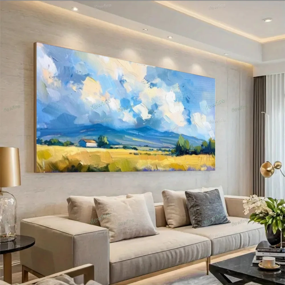 

Modern Abstract Decor Wall Art Oil Painting 100% Hand-painted Sunrise Canvas Picture Large Living Room Sofa Back Ornaments Mural