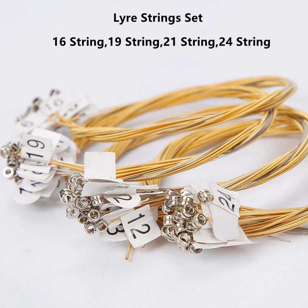 1Set 15/16/19/21/24Strings Lyre Brass Strings Set Lyre Harp Nylon String Replacement Lyre Strings Beginners Instruments