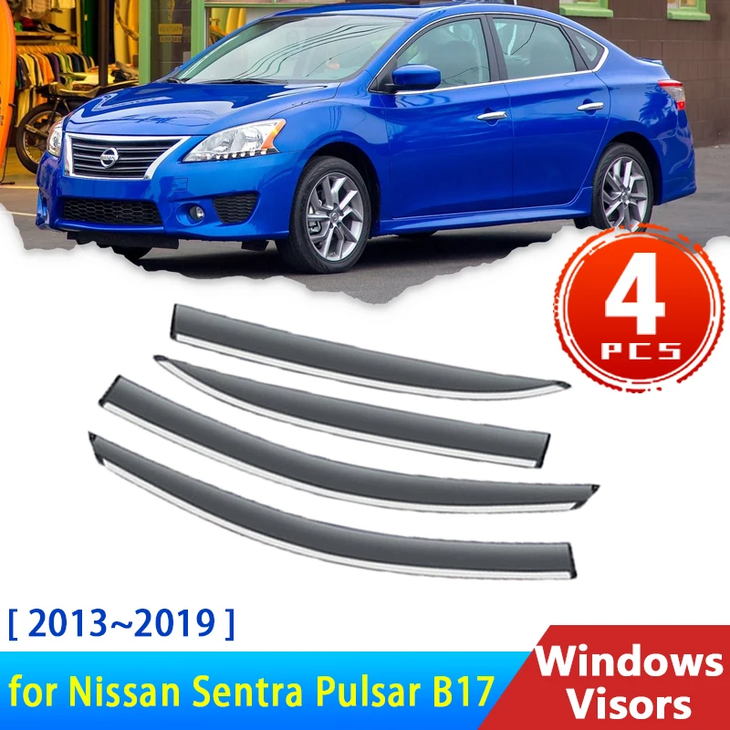 

Deflectors for Nissan Sentra Pulsar B17 7 VII 2013~2019 Accessories Car Windows Visors Rain Eyebrow Guard Sun Visor Awning Trim