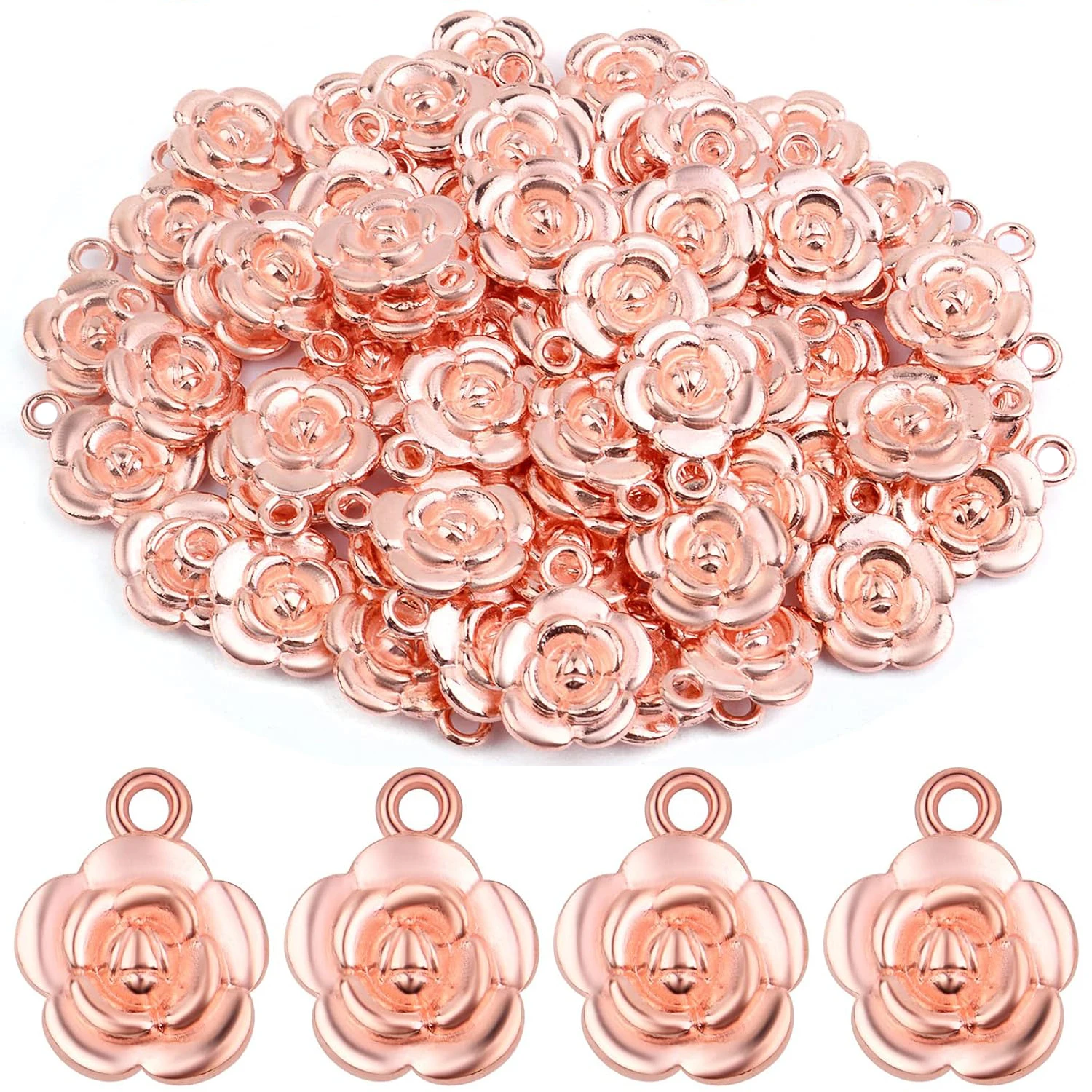 

60 штук подвесок в форме розы из сплава, фурнитура для украшений, аксессуары для изготовления ожерелий, серег и поделок своими руками