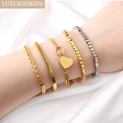 LUXUKISSKIDS Trendy Classic Twist Link Chain Bracelets For Woman Boho Stainless Steel Smooth Mental Hand Jewelry Pulseras Mujer