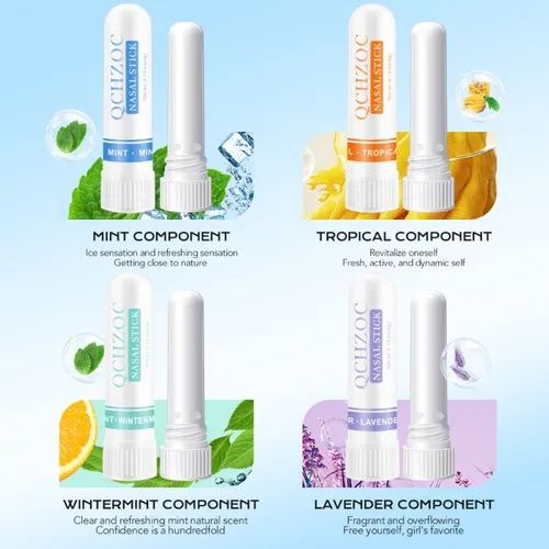Imagen 2 del producto Barra nasal, paquete de 4, efecto duradero, barra refrescante, aceite esencial vegetal, ingredientes, aceite refrescante para inhalación Nasal, fácil