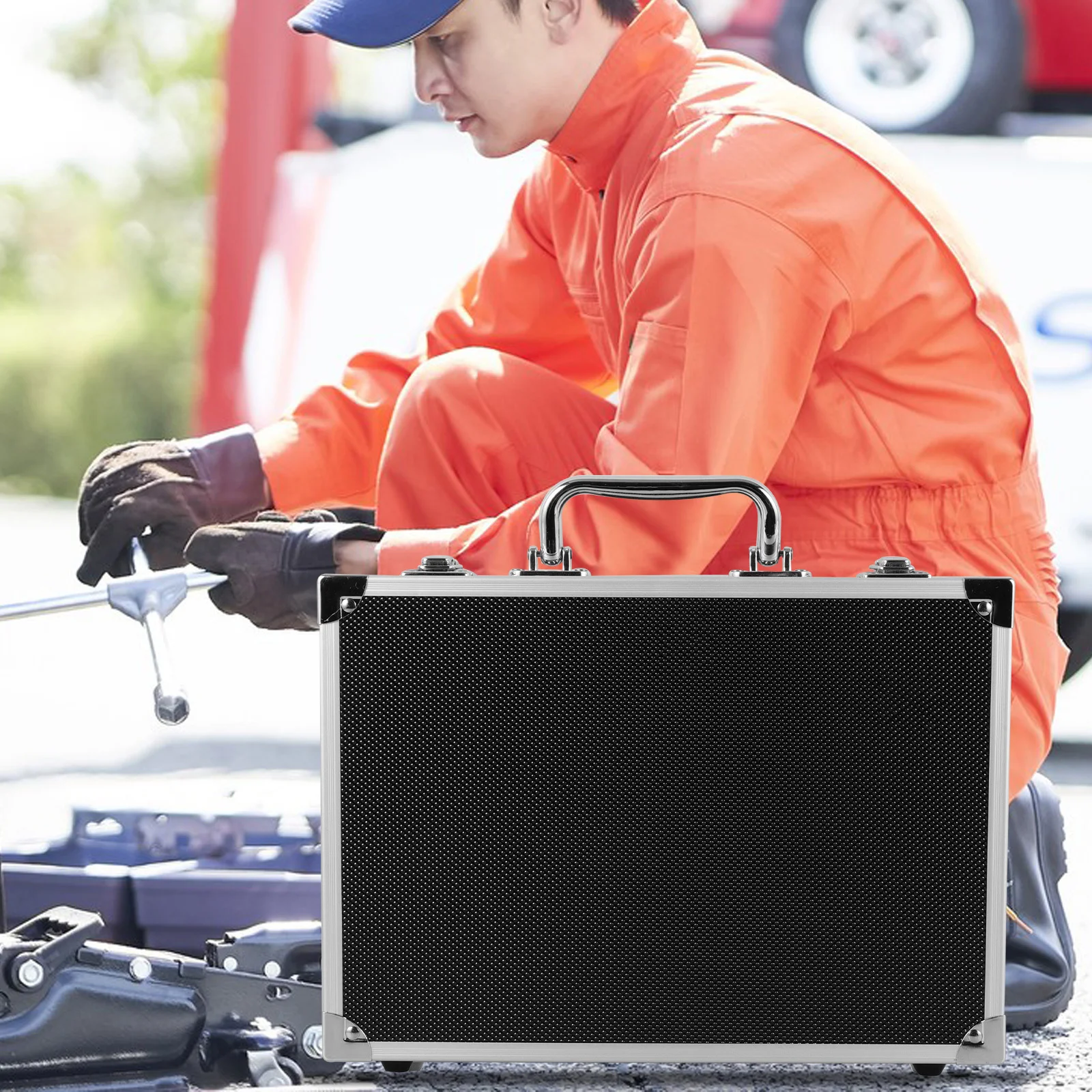 Scatola portaoggetti per attrezzi portatile in lega di alluminio Custodia per il trasporto Organizzatore di gadget multifunzione Contenitore per attrezzi portatile Scratch