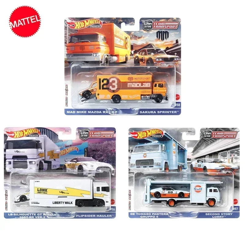 Original Mattel Hot Wheels FLF56 Premium Car Culture Team Transport Liberty Walk Vehicle Model Toys for Boys Collection Kid Gift