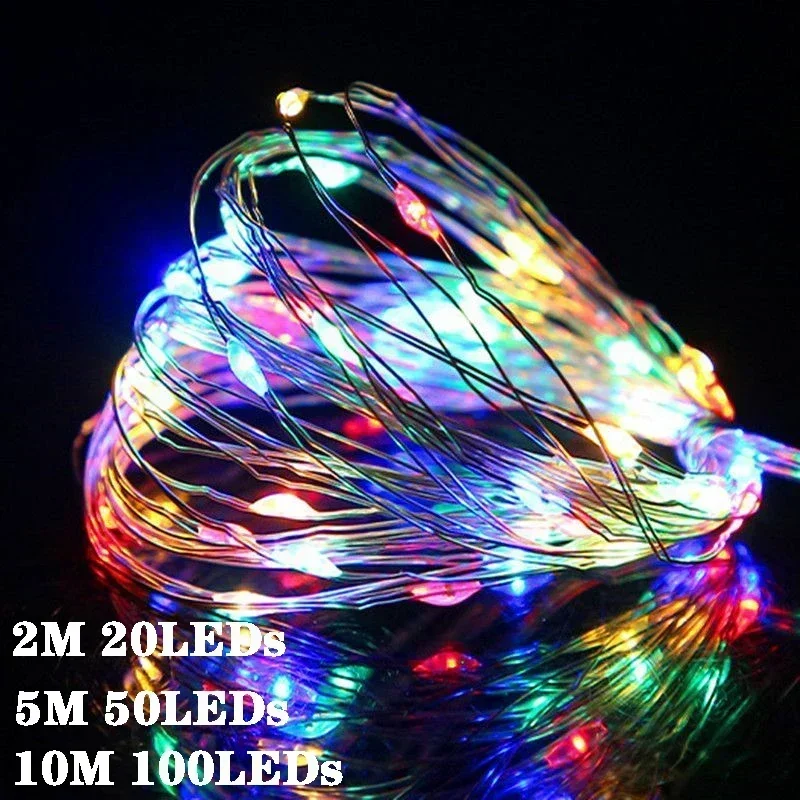 2/5/10/20m LED Fairy Wire String Light Battery Powered with Remote Christmas Wedding Garland Outdoor Birthday Bedroom Decoration