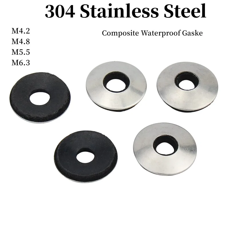 Composite Waterproof Gasket 304 Stainless Steel Anti-loose Anti Slip Washer Drill Tail Screw Roofing Washers M4.2/M4.8/M5.5/M6.3