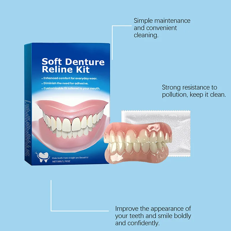 Soft Denture Reline Kit Modified Denture Cover Denture Silicone Kit Silica Gel Adapts Dental Dentures Restore Smile Soft Denture