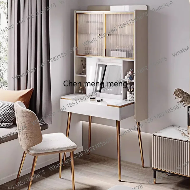 

z0189White Luxury Vanity Table Cosmetics Women Living Room Modern Dressing Table Cabinet Desk Chair Penteadeira Postmodern Furni