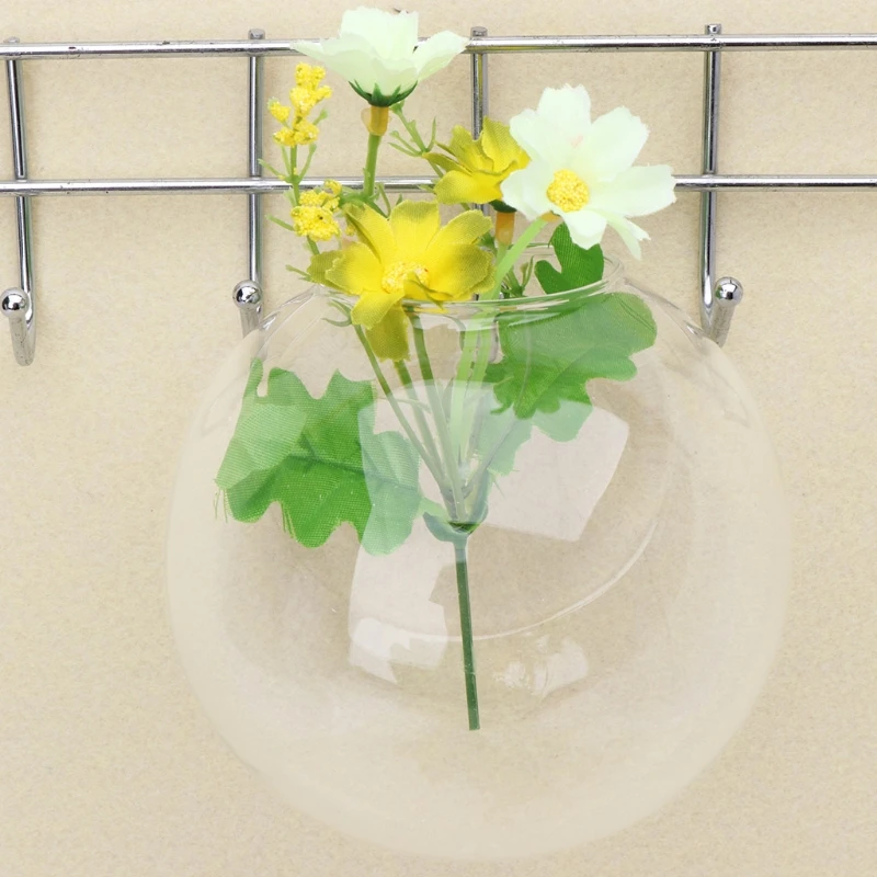 Transparent Glass Vase Wall Hanging Hydroponic Terrarium Fish Tanks Potted Plant Flower Pot Dia 8cm/10cm/12cm