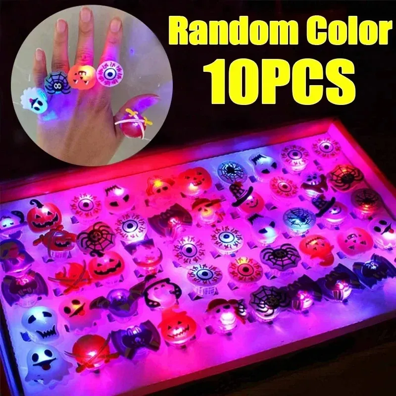 10-50 Stück LED-Ringe, Halloween-Leuchtringe in Form von Geistern und Fledermäusen, leuchtende Finger-Ringe, Halloween-Party, Geburtstagsgeschenke, Dekorationen und Zubehör. – Detail 21