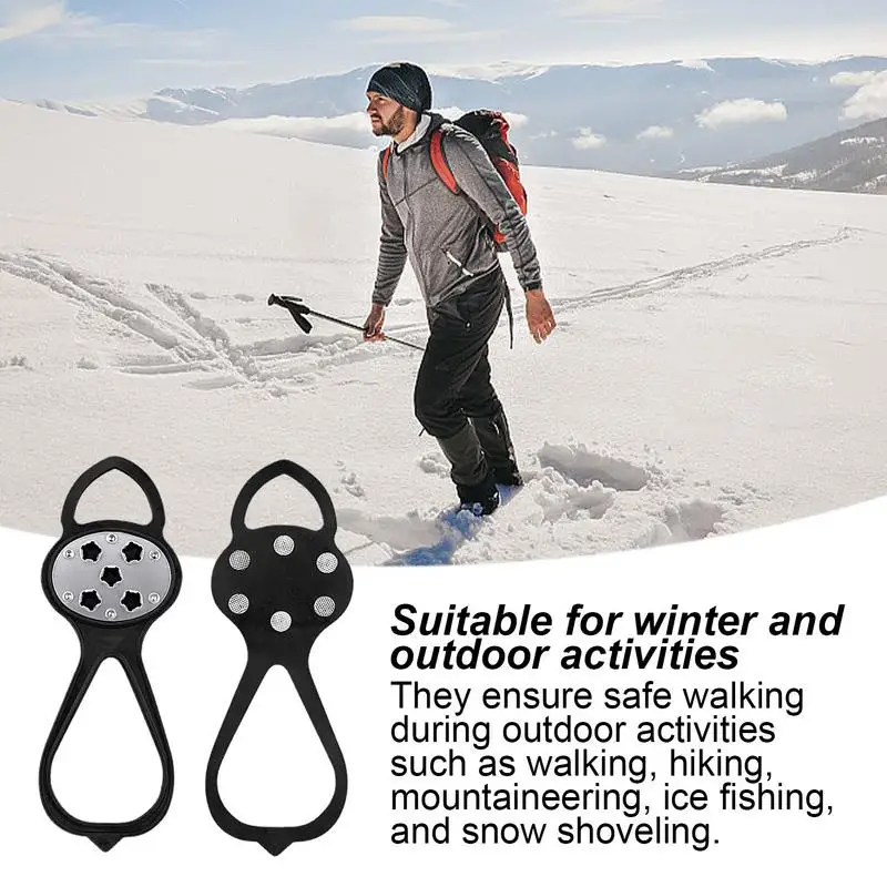 Ice Cleats 2024 Ice Traction Cleats Non-Slip Ice Snow Grips Ice Traction Cleats With 10 Steel Studs For Hiking Climbing Walking