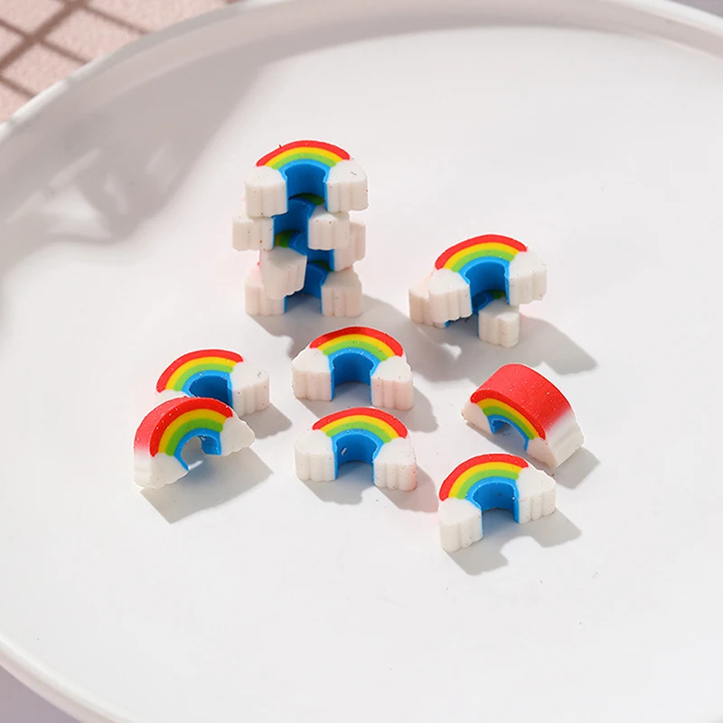 10Pcs Creative Kawaii Rainbow Bridge Erasers Pencil Rubber School Supplies Cute Cartoon Mini Rainbow Bridge Eraser Kids Gifts