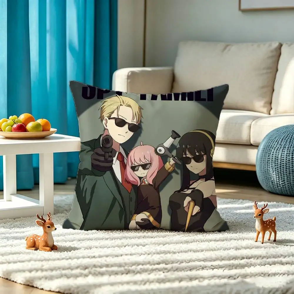 A-S-Spy family Square Double-Sided printed Pillow Case Bedroom Bedside Pillow Sofa Cushion Cover