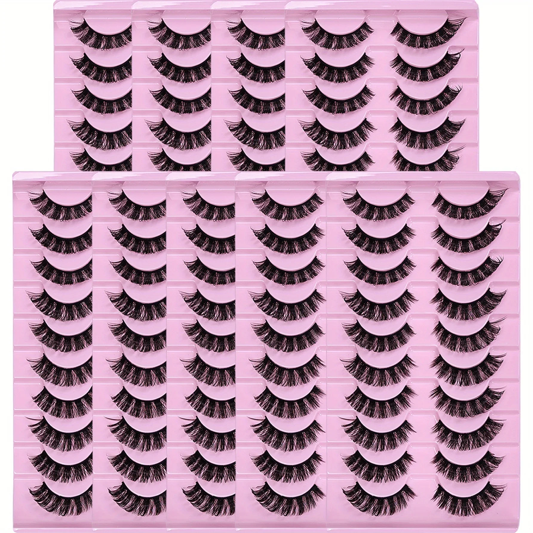 

90Pairs/9Pack DD Curl Russian Strip Lashes Fluffy Volume False Eyelashes DD Curl Dramatic Messy Faux Mink Fake Lashes Make Up