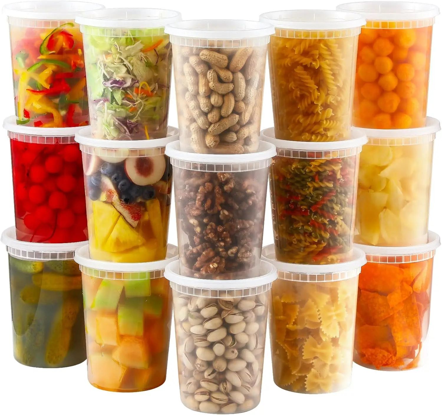 20 Sets 32 oz Airtight Plastic Food Containers with Lids, Microwave/Dishwasher/Freezer Safe for Meal Prep and Storage