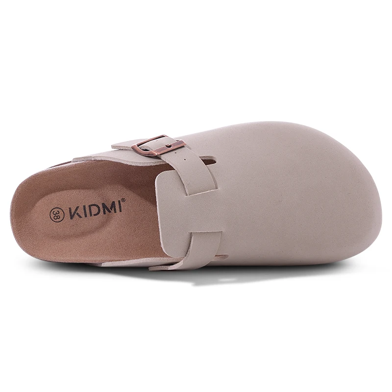 Kidmi-Mules en daim pour hommes, sabots en liège, sandales à plateforme pour hommes, pantoufles d'extérieur, sandales à talons souples avec support d'arc, mode