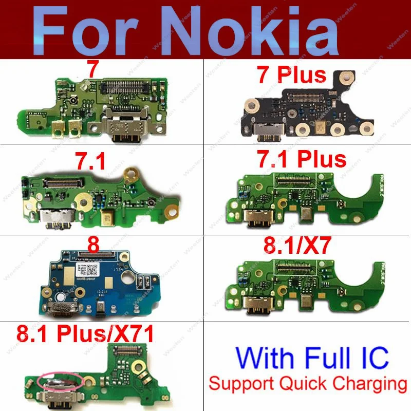 For Nokia 7 7.1 8 8.1 X7 X71/7 7.1 8.1 Plus USB Charging Charger Dock Port Board & Microphone Mic Flex Cable Replacement Parts