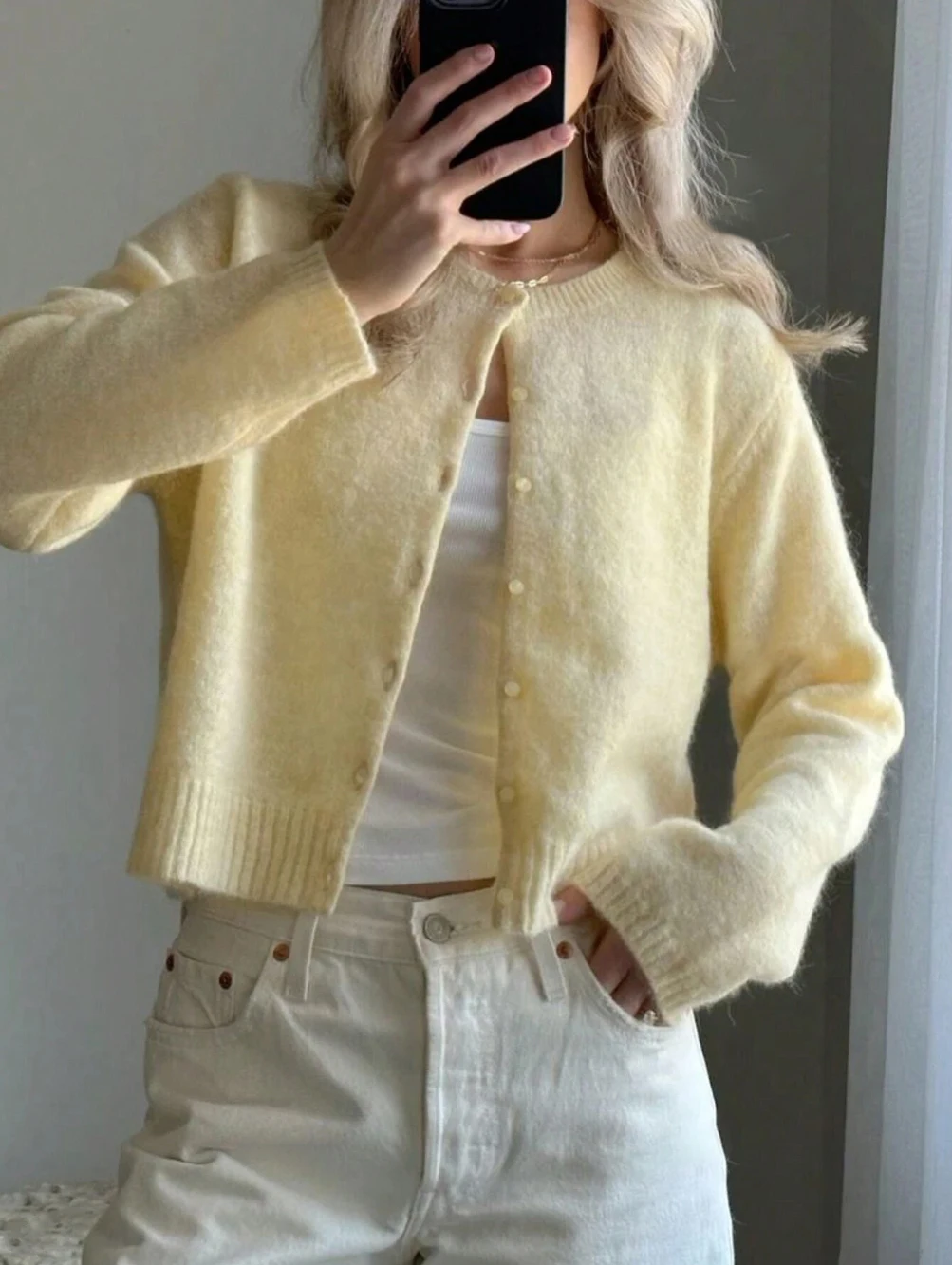 Pulls doux et confortables pour femmes, cardigans de couleur unie, pulls tricotés à la mode et décontractés pour l'automne et l'hiver, ronds n