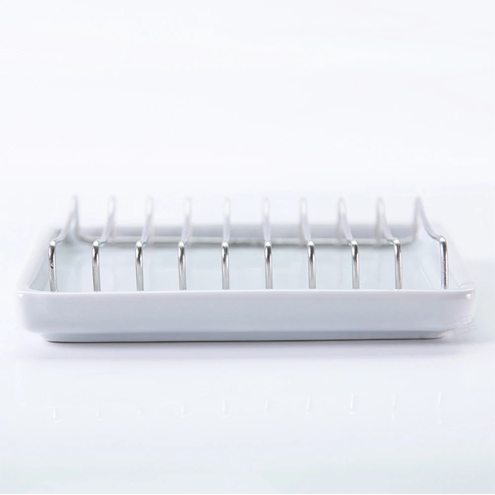 

Ceramic Soap Dish White Elegant Simple Drying Function for Bathroom Toilet Kitchen Soap Holder Drainer Tray