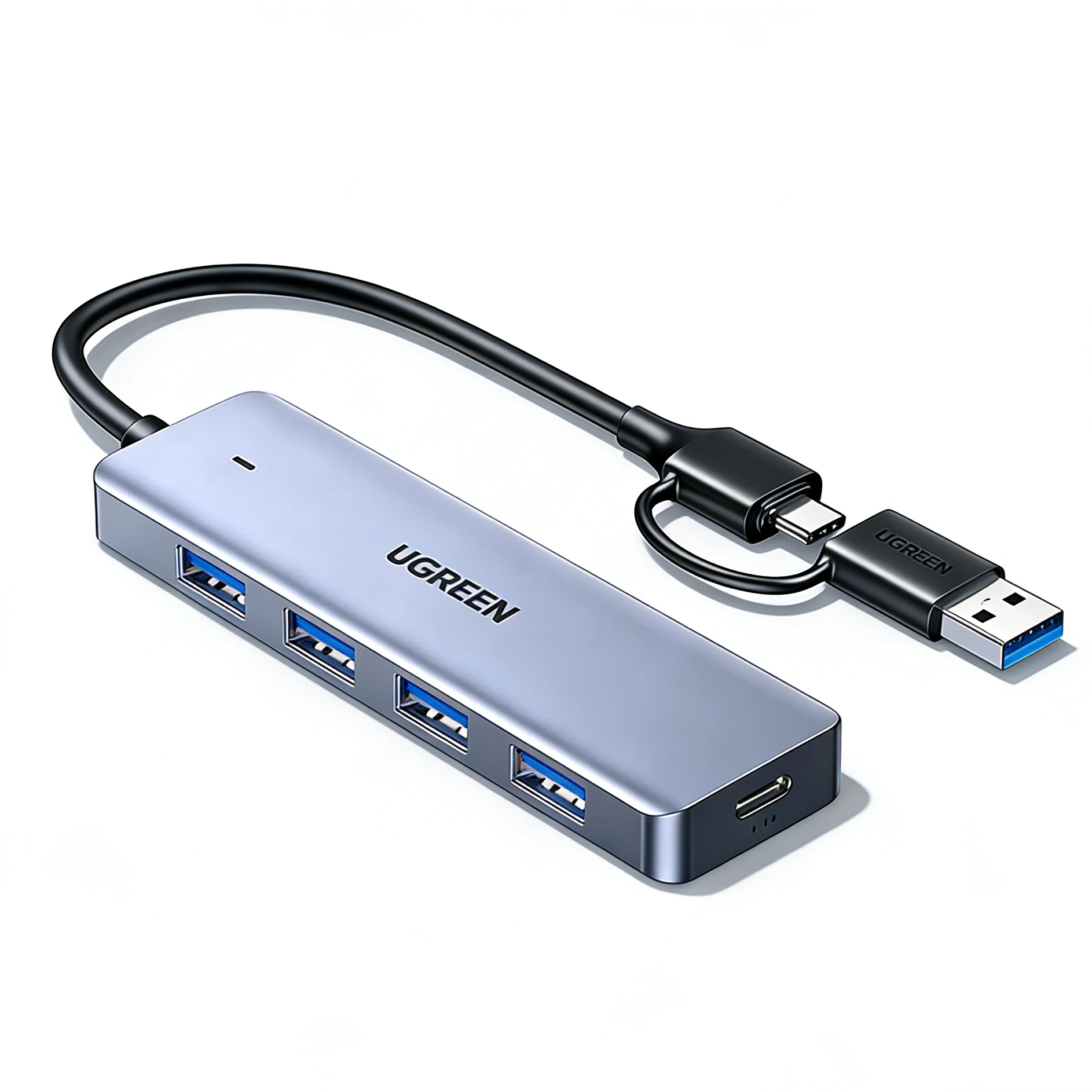 

UGREEN Dual-Port 4-in-1 USB Hub with Type-C 3.0 Splitter Multi-Port Hub Adapter for Laptops 0.15m