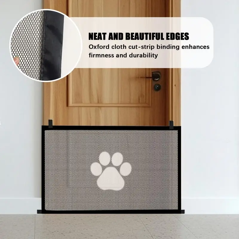 Mesh Dog Gate Retractable Pet Barrier Wide Pet Gate Folding Fence Net For Stairs Doorways Halls Kitchen