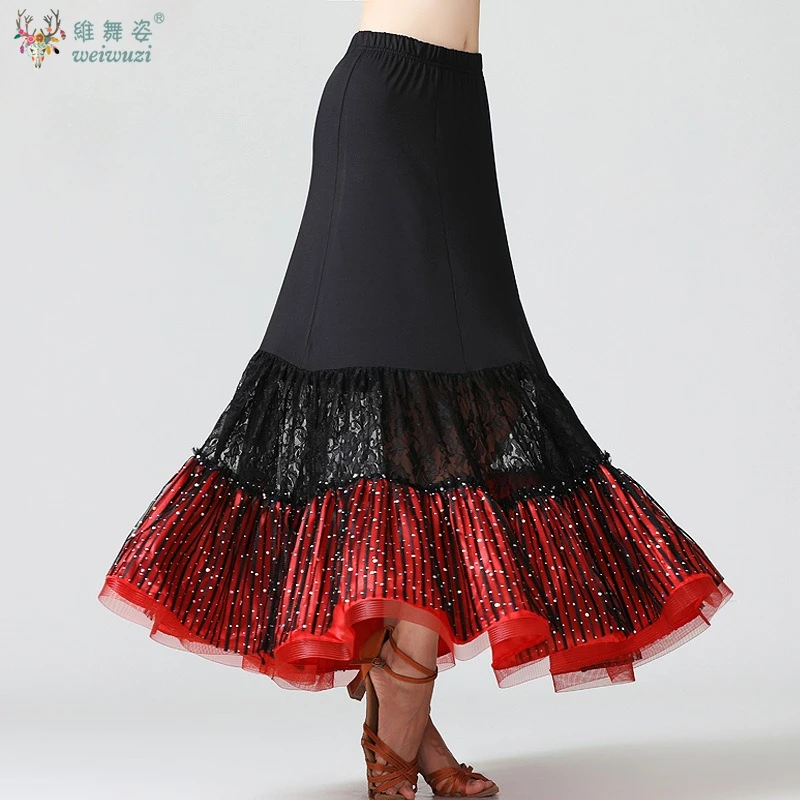 Fashion Modern Dance Skirt Long Ruffle Ballroom Skirts Flamenco Dance Costume Spanish Flamenco Dress Waltz Large Swing Skirt