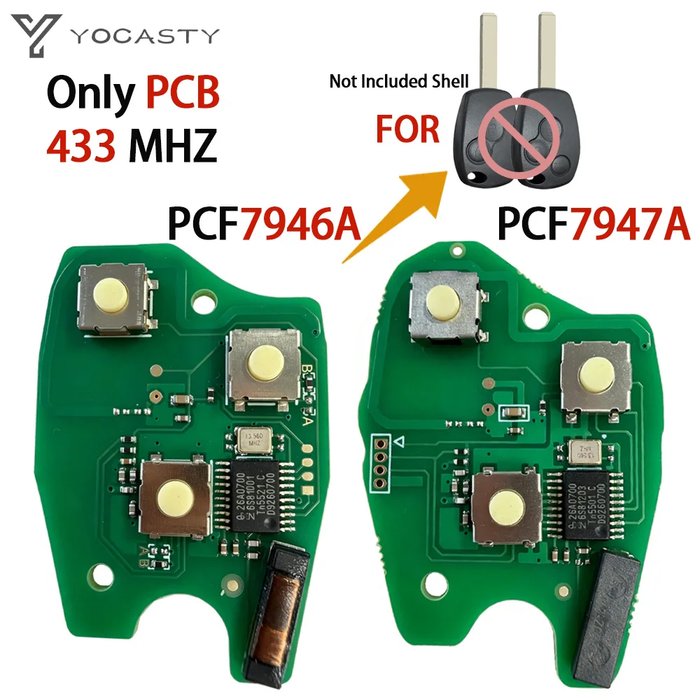 ID46 PCF7946 / PCF7947 433MHz Remote Car Key PCB For Renault Clio Kangoo Master Modus Logan Twingo 2/3 Buttons Circuit Board