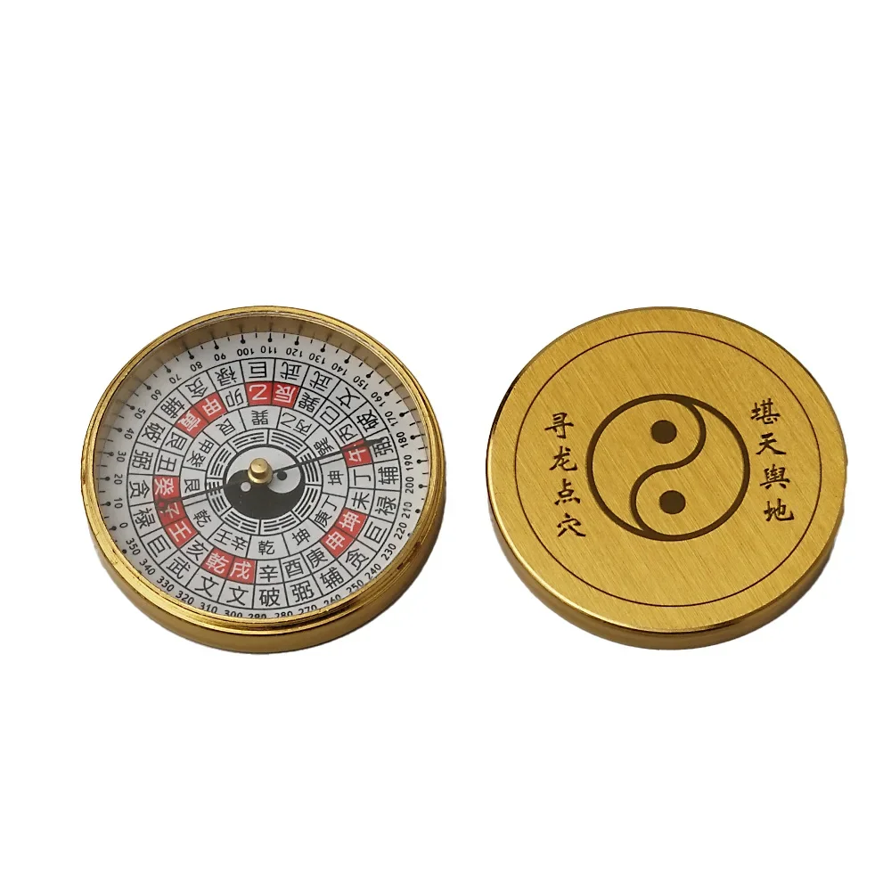 Compass Brass High Sensitivity House Feng Shui Magnetic Needle Navigation Outdoor Mini Decoration 1.73 Inches