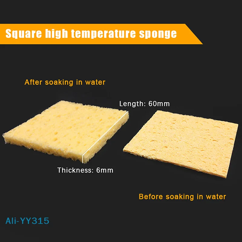 【Y】5 Pz 6*6 CM Saldatura Gialla Spugna Pulita Punta di Saldatura Spugne per Pulizia Cleaner Pad Dissaldatura Saldatore Accessori
