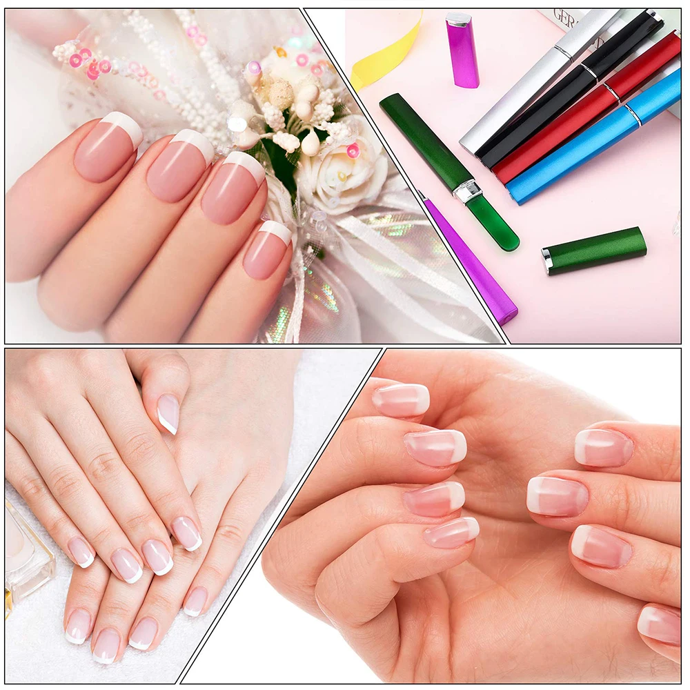 Limas de uñas de cristal de doble cara con estuche para el cuidado de la manicura, herramientas de belleza DIY, Color arcoíris degradado, 1 unidad