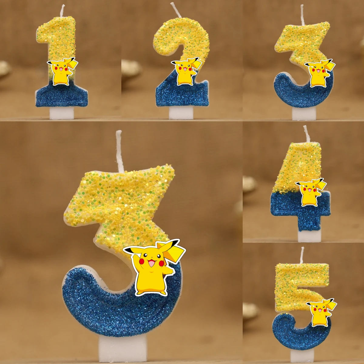 Pikachu vela pastel figura de Anime Pikachu número 0-9 vela de pastel de cumpleaños niños Baby Shower pastel decoración suministros
