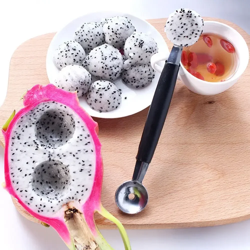 Multifunction Dual-head Fruit Ball Kiwi Fruit Waterlemon Scoop Melon Digger Fruit Jar Mashed Potato Baller Ice Cream Spoon