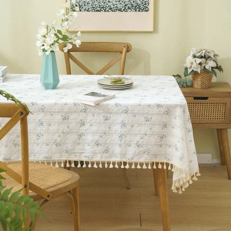 Cotton Square Tablecloth Tea Table Decoration Rectangle Table Cloth Tabletop Decor For Kitchen Wedding Dining Room Desk Cloth