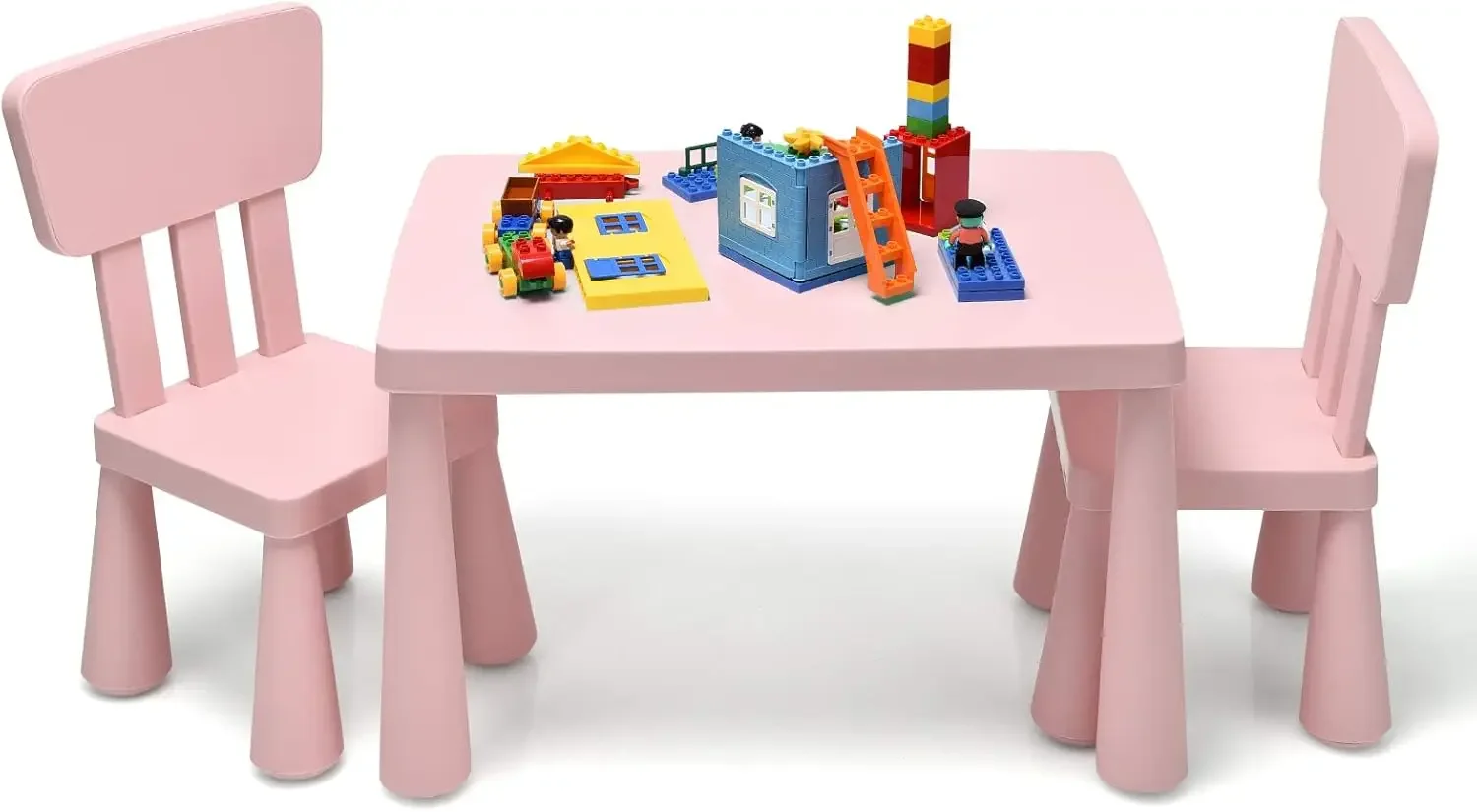 Kids Table and Chair Set For Toddler, 3 Piece Plastic Children Activity Table for Reading, Drawing, Snack Time, Arts Cra