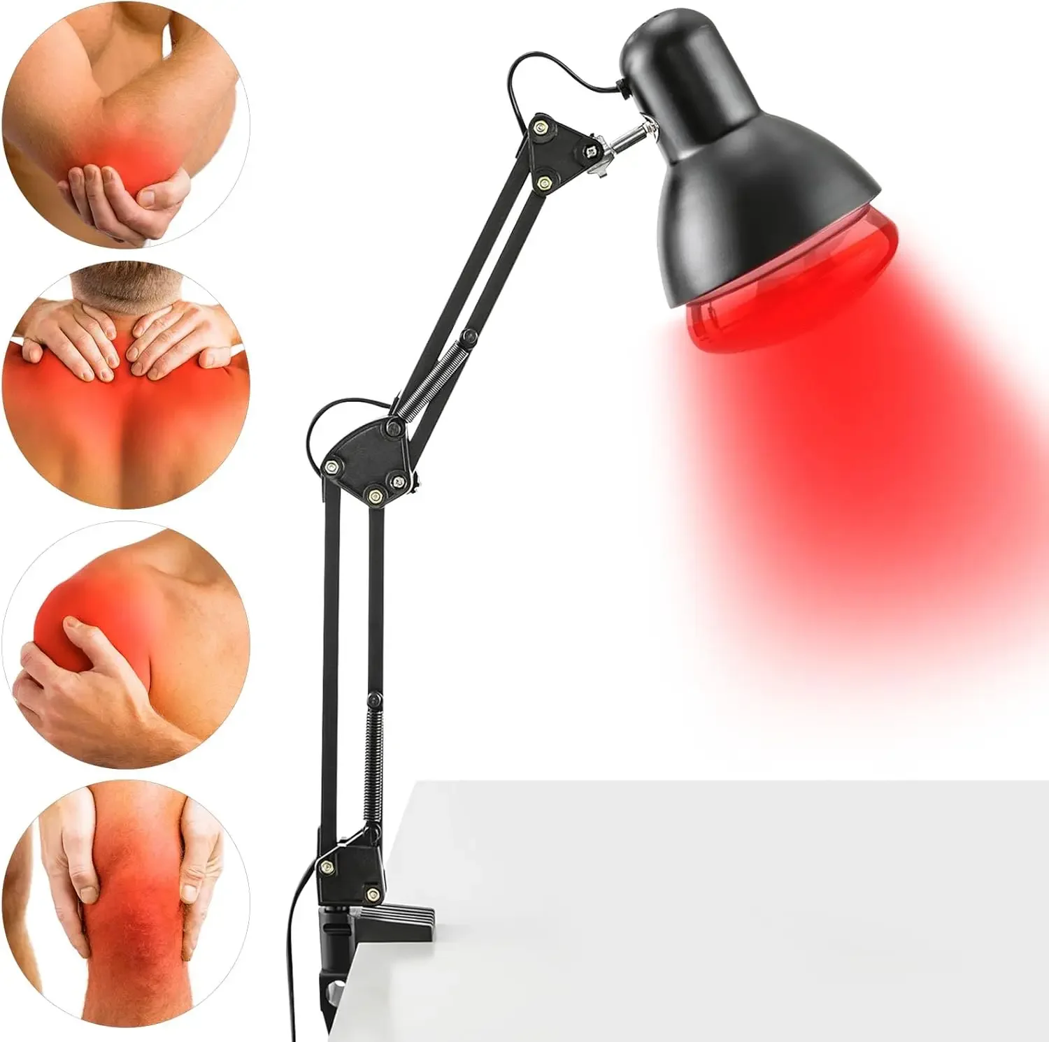 150W infrared heat lamp, infrared lamp red light with clip-on infrared folded lamp for physical therapy