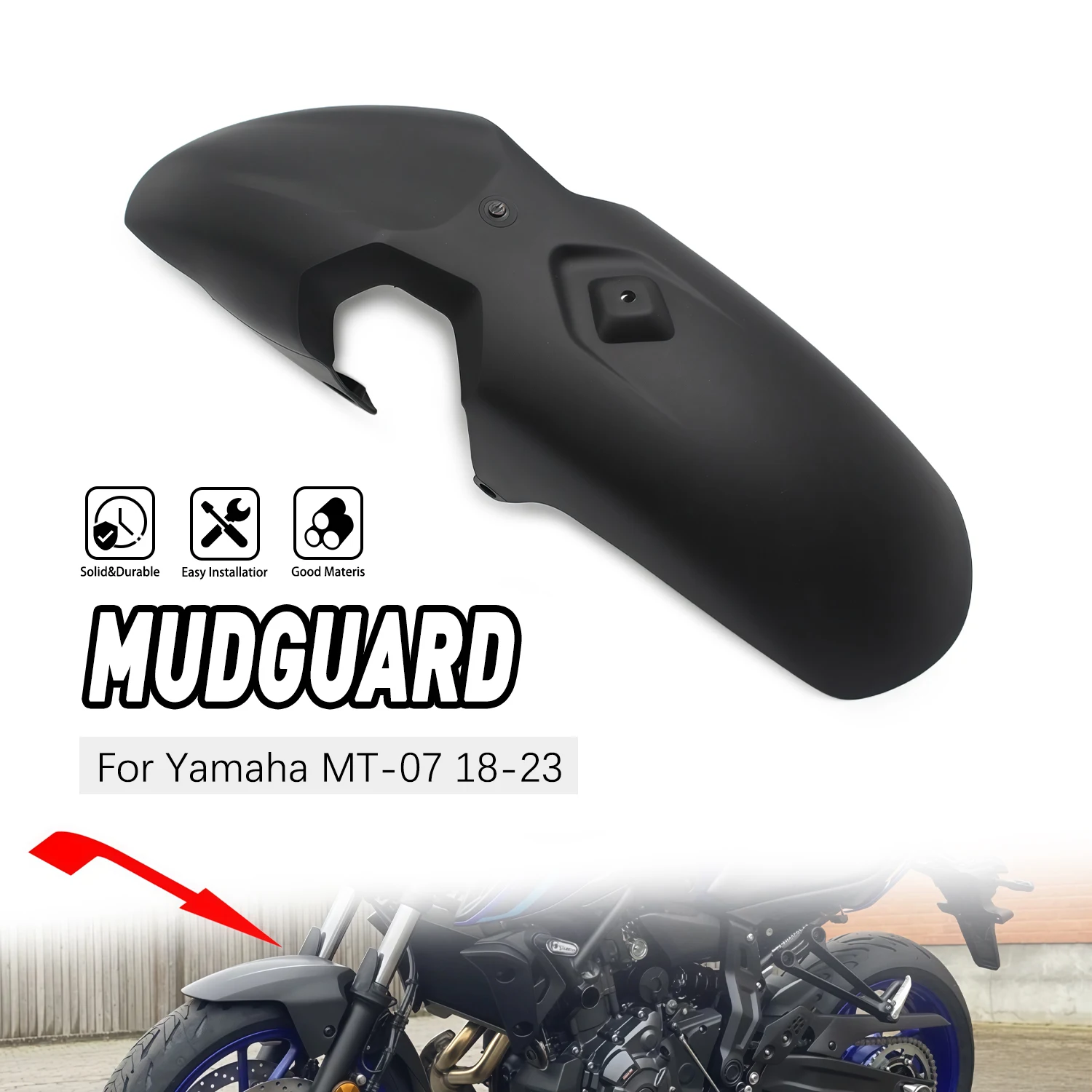 

For Yamaha MT-07 2018-2023 Mudguard Front Wheel Cover Black Front Fender Mudguard Wheel Hugger Splash Guard Accesorios Moto