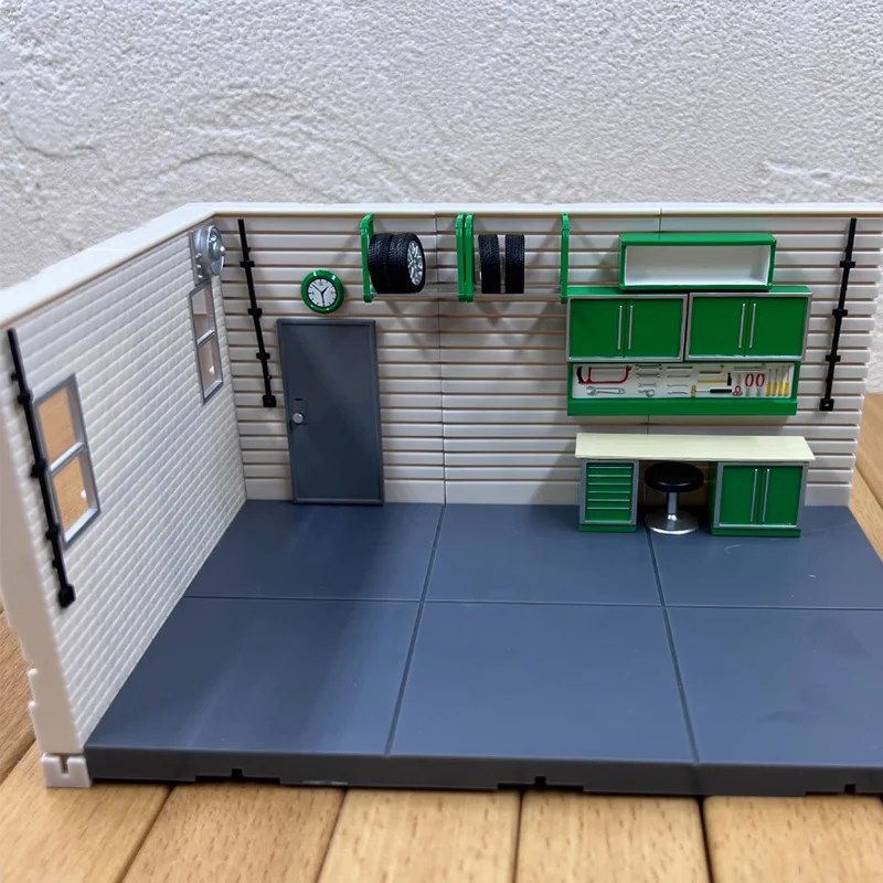 Accessori per l'esposizione dell'officina di riparazione della simulazione della scena del garage del modello di auto pressofuso in scala 1/43